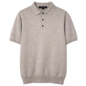 Grayson and Dunn Polo Shirt Mens Large Ribbed 100% 2 Ply Cashmere Short Sleeve
